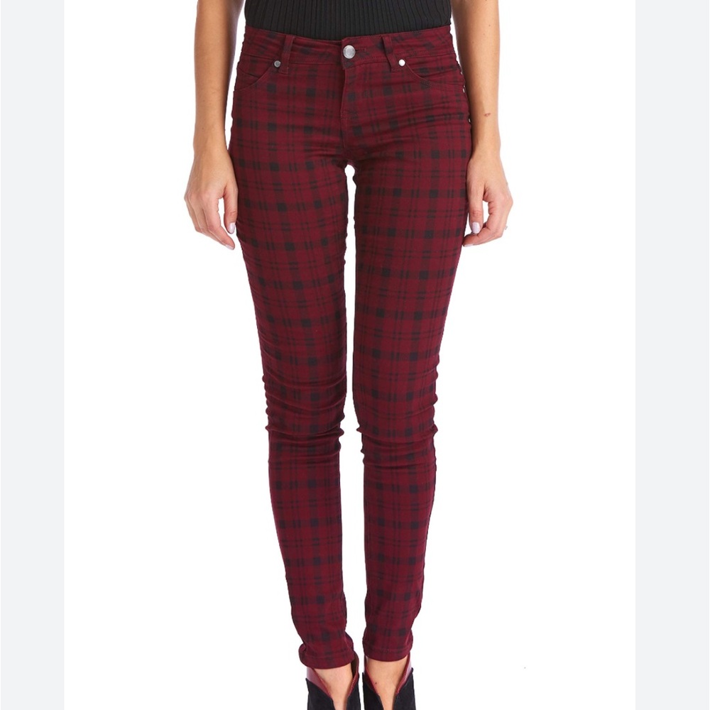 St. John’s Bay Plaid Red and Black Women's velvet pants, size 8